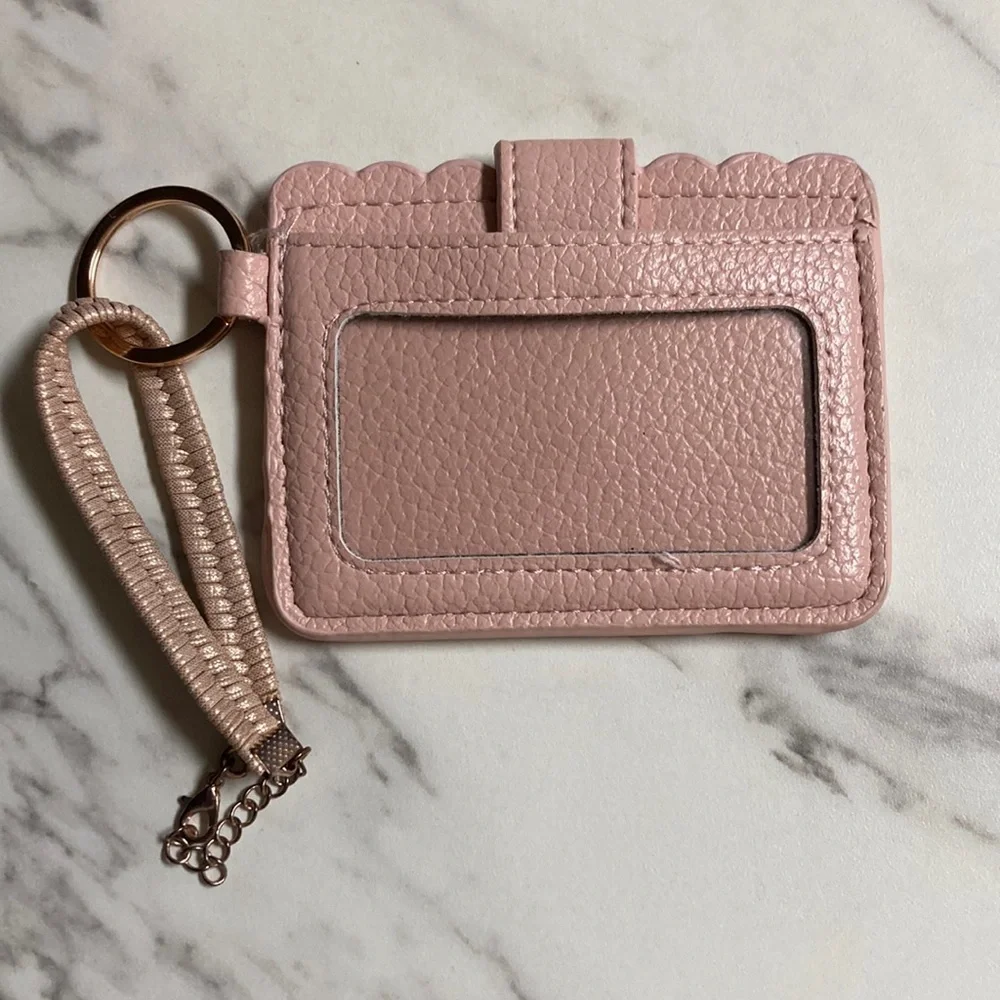 Pink Card Holder with Keychain